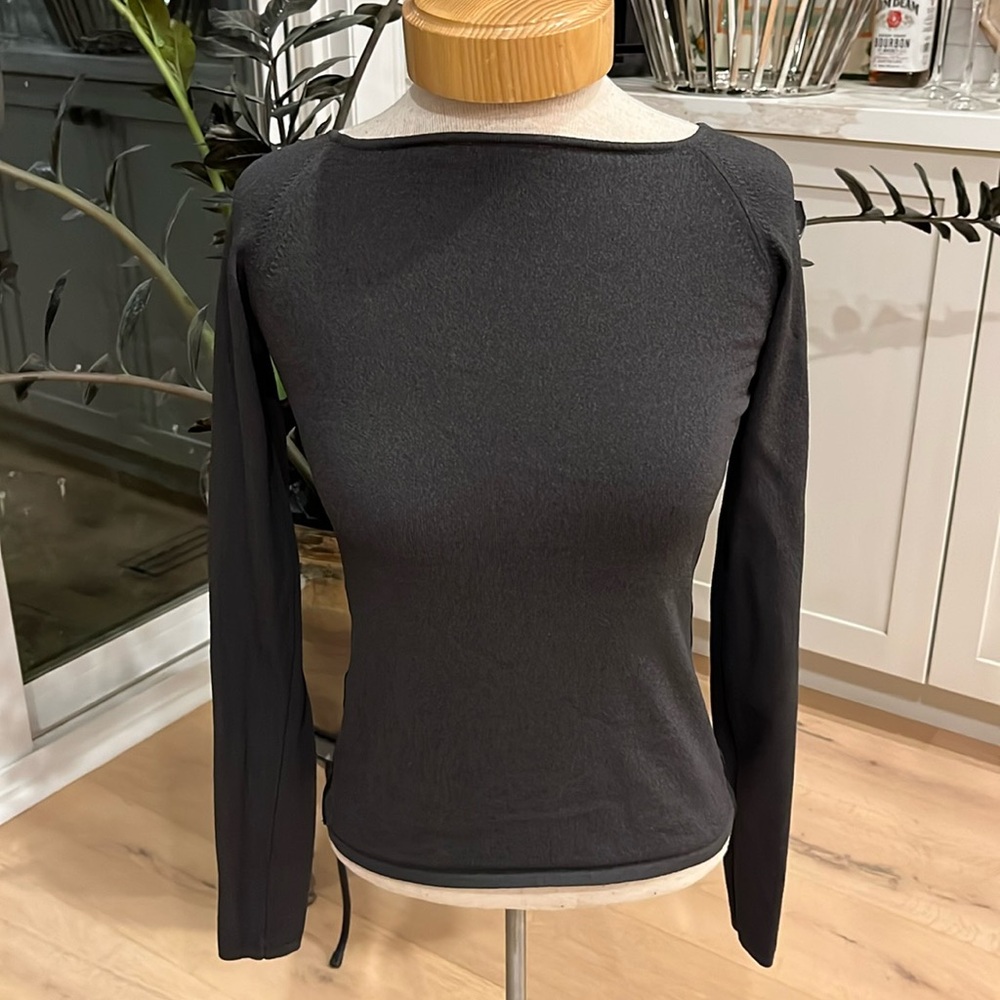 Sarah Pacini Black Scoop Neck Long Sleeve Sweater